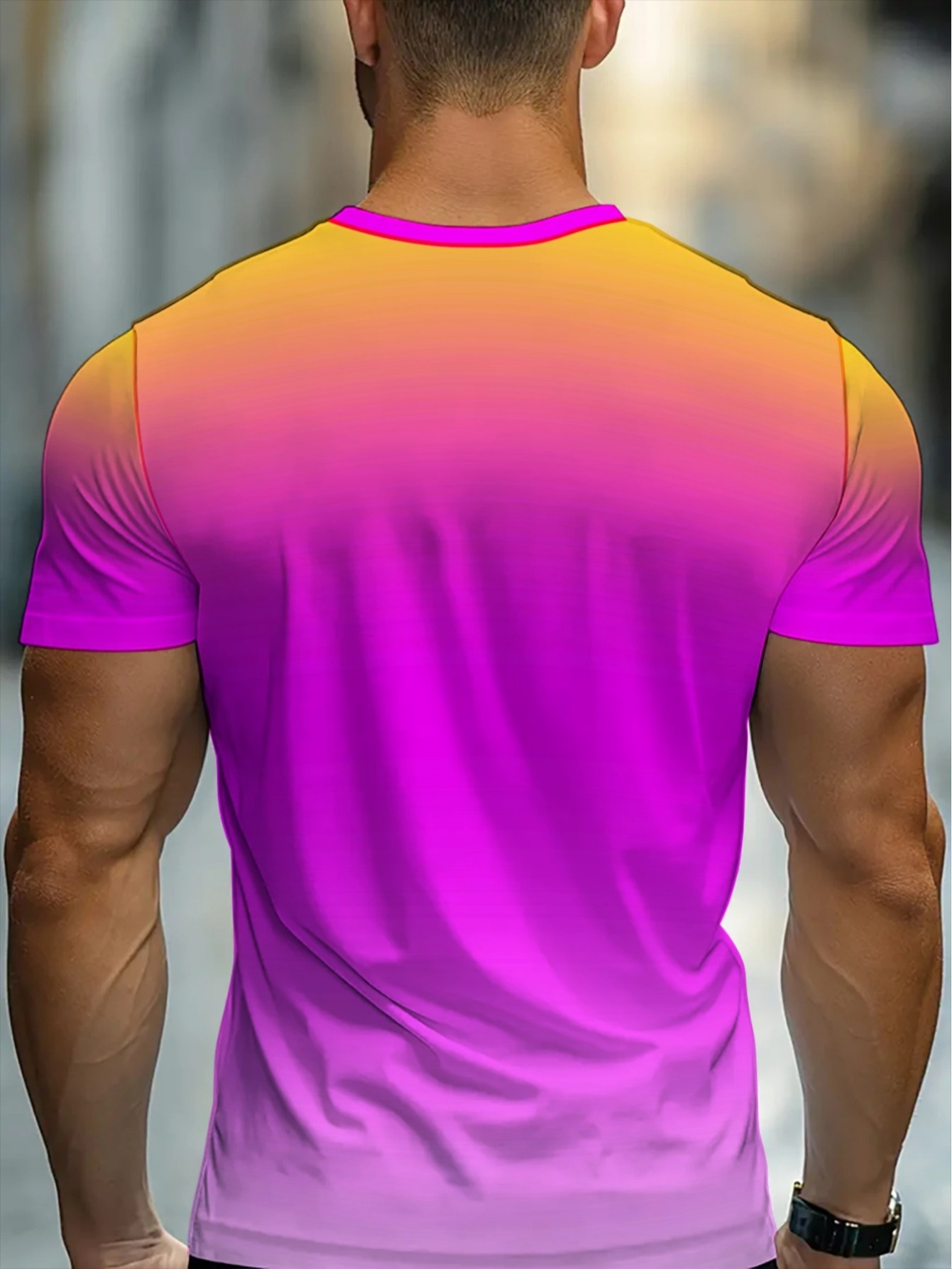قميص رياضي بياقة دائرية بتدرج  - مراجعة T Shirt Dry Fit وسعره